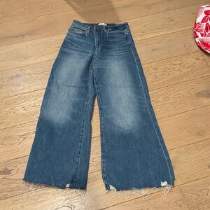 Frame Denim Raw Hem Palazzo Jeans - Medium Wash